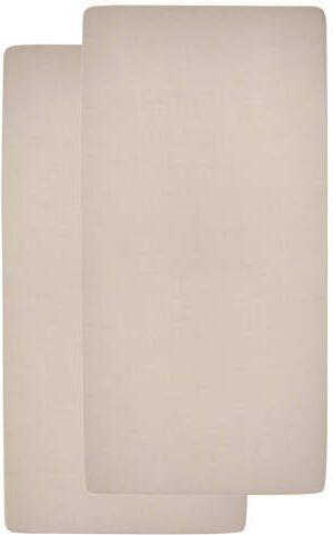 Meyco katoenen ledikant hoeslaken set van 2 60x120 cm sand Beige Effen - Foto 4