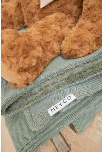 Meyco reversible baby ledikantdeken Mini Knots Teddy 100x150 cm Forest Green Babydeken Groen - Foto 2