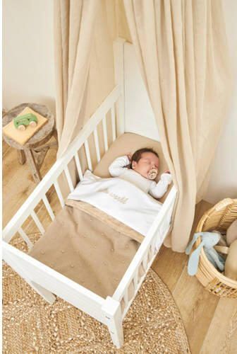 Meyco reversible baby wiegdeken Mini Knots Teddy 75x100 cm Sand Babydeken Bruin - Foto 2
