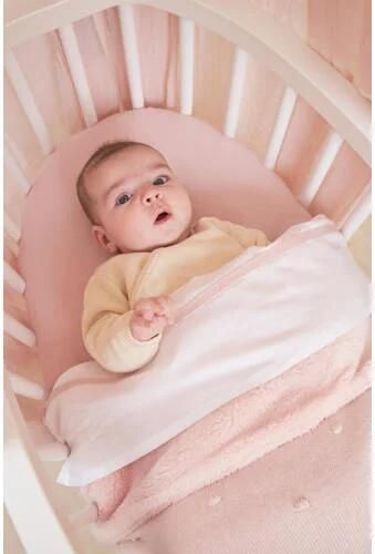 Meyco reversible baby ledikantdeken Mini Knots Teddy 100x150 cm Soft Pink Babydeken Roze - Foto 4