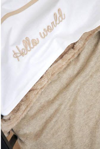 Meyco reversible baby wiegdeken Knit Basic Teddy 75x100 cm Sand Melange Babydeken Bruin - Foto 2