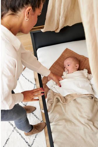 Meyco reversible baby wiegdeken Knit Basic Teddy 75x100 cm Sand Melange Babydeken Bruin - Foto 4