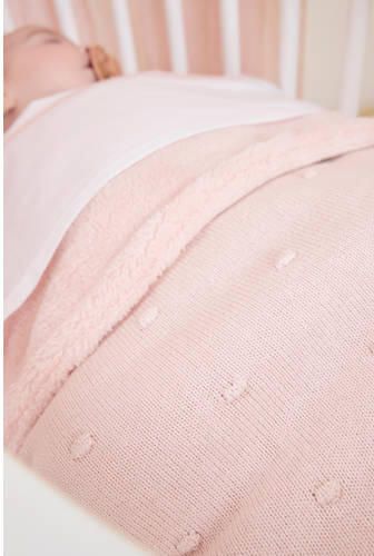 Meyco reversible baby wiegdeken Mini Knots Teddy 75x100 cm Soft Pink Babydeken Roze - Foto 4