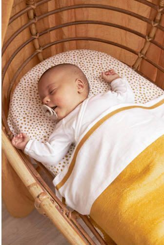 Meyco reversible katoenen baby ledikantdeken 100x150 cm honey gold grijs Babydeken Geel - Foto 2