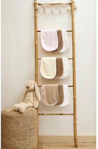 Meyco schoudermodel spuugdoekje Basic Badstof set van 3 Offwhite Soft Pink Toffee Mond- spuugdoekje Multi - Foto 2