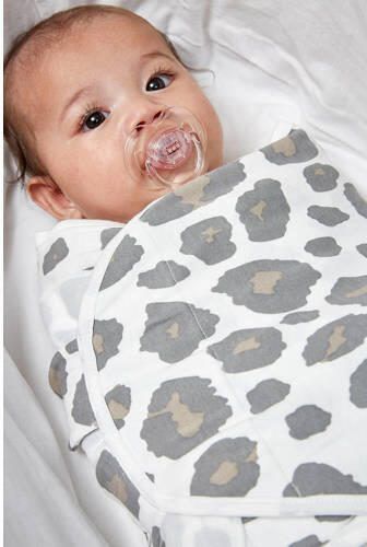 Meyco swaddle 2-pack 0-3 mnd Panter neutral Uni grijs Inbakerdoek Beige - Foto 2
