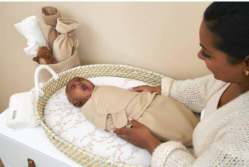 Meyco swaddle inbakerdoek Branches set van 2 Sand Beige Blad 1