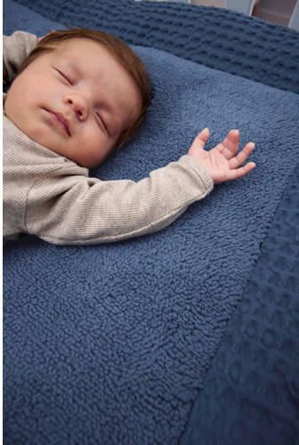 Meyco teddy boxkleed Wafel indigo Blauw | Boxkleed van - Foto 4