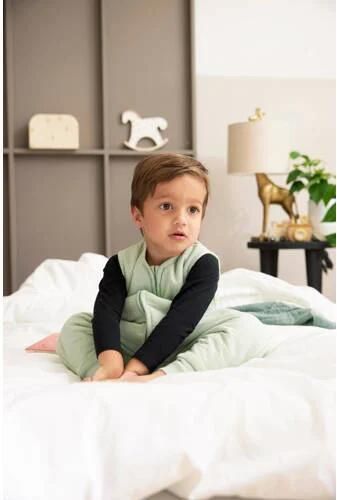 Meyco winter slaapoverall jumper Slub soft green Babyslaapzak Groen Effen 104 - Foto 2