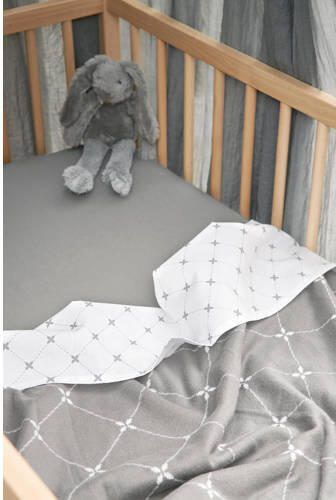 Meyco X Mrs. Keizer baby wieglaken Louis 75x100 cm set van 2 grijs wit Babylaken - Foto 2