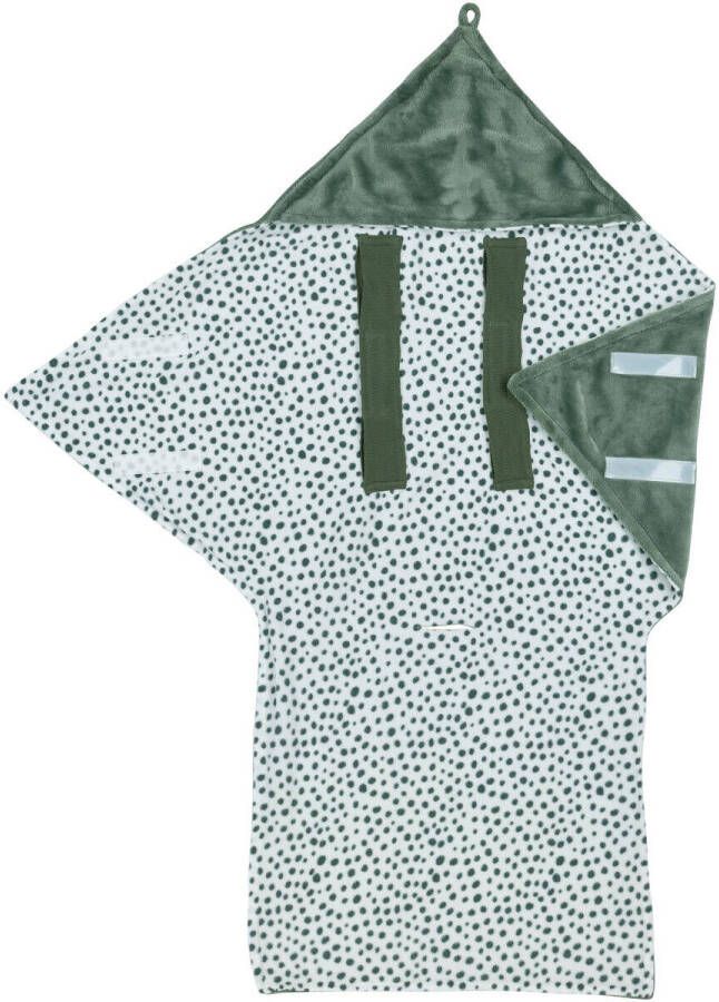 Meyco fleece wikkeldeken Cheetah forest green Groen All over print