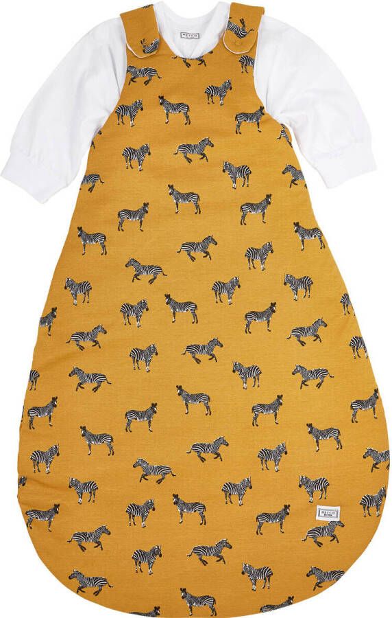 Meyco gevoerde 2-delige baby slaapzak Zebra Animal Honey gold Babyslaapzak Geel 50 56