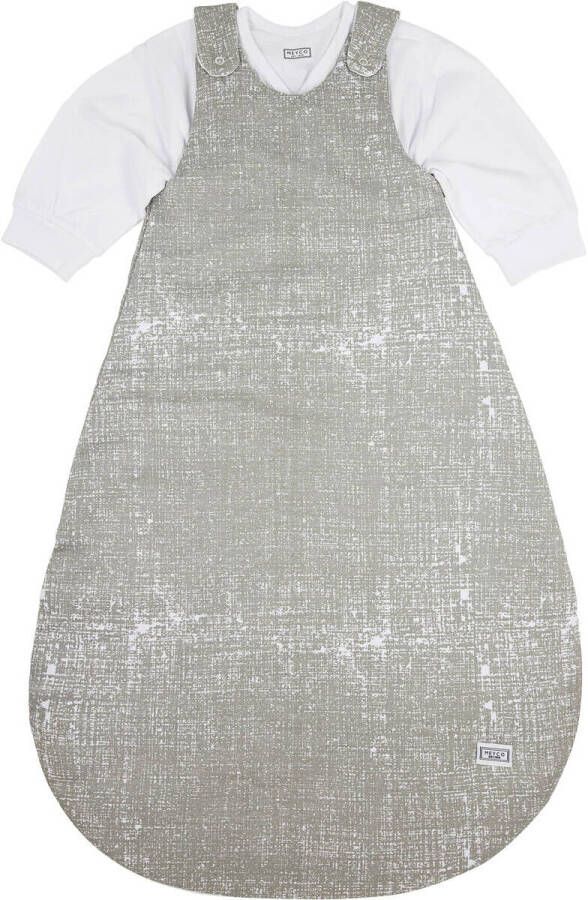 Meyco gevoerde 2-delige baby slaapzak Fine Lines grijs wit Babyslaapzak 50 56