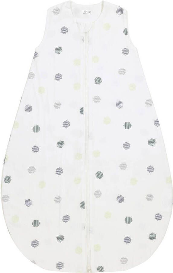 Meyco baby zomerslaapzak Honeycomb forest green Babyslaapzak Wit Stip 110