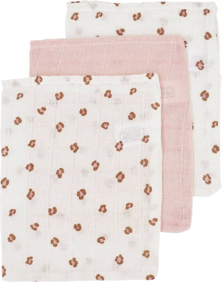 Meyco hydrofiel baby washandje Mini Panther set van 3 Soft Pink Hydrofiele washandjes Roze