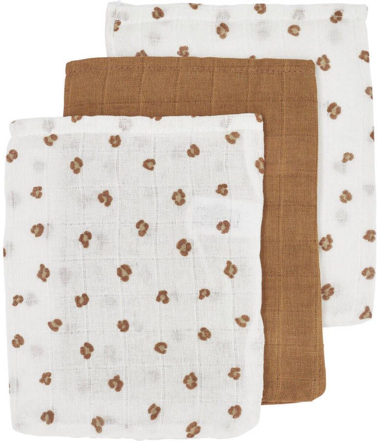 Meyco hydrofiel baby washandje Mini Panther set van 3 Toffee Hydrofiele washandjes Bruin