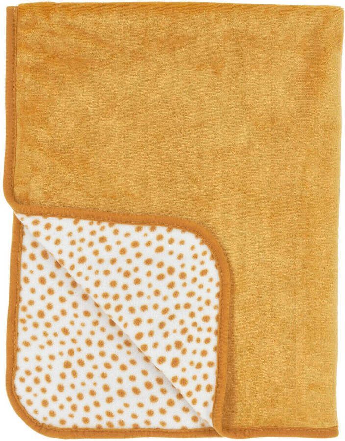 Meyco fleece reisdeken Cheetah 75x100 cm honey gold Wikkeldeken Geel