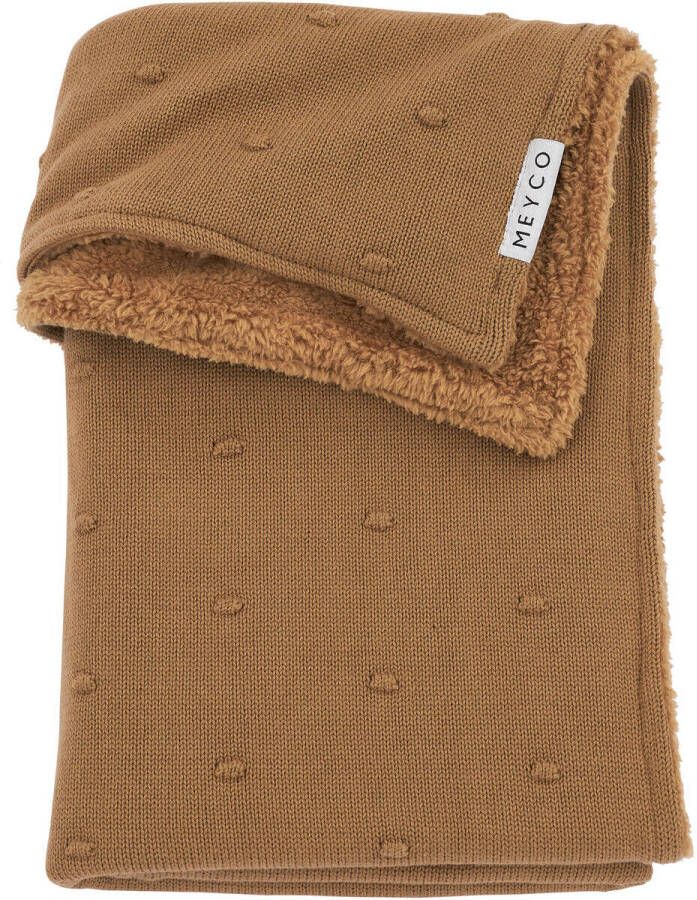 Meyco reversible baby wiegdeken Mini Knots Teddy 75x100 cm Toffee Babydeken Bruin