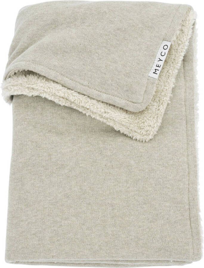 Meyco reversible baby wiegdeken Knit Basic Teddy 75x100 cm Sand Melange Babydeken Bruin - Foto 3