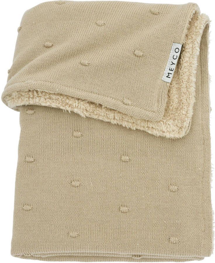 Meyco reversible baby wiegdeken Mini Knots Teddy 75x100 cm Sand Babydeken Bruin - Foto 3