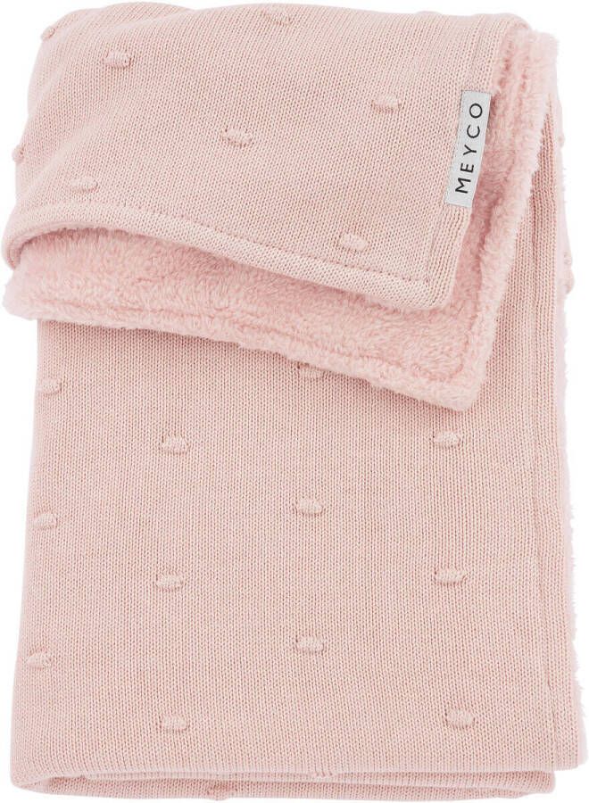 Meyco reversible baby wiegdeken Mini Knots Teddy 75x100 cm Soft Pink Babydeken Roze - Foto 3