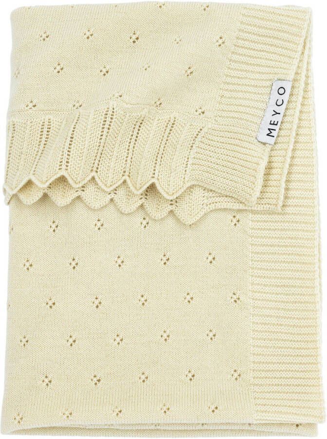 Meyco wollen baby wiegdeken Ajour 75x100 cm Ecru Babydeken Effen