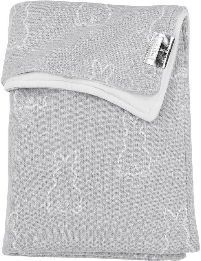 Meyco X Mrs. Keizer baby wiegdeken velvet Rabbit 75x100 silver Babydeken Zilver