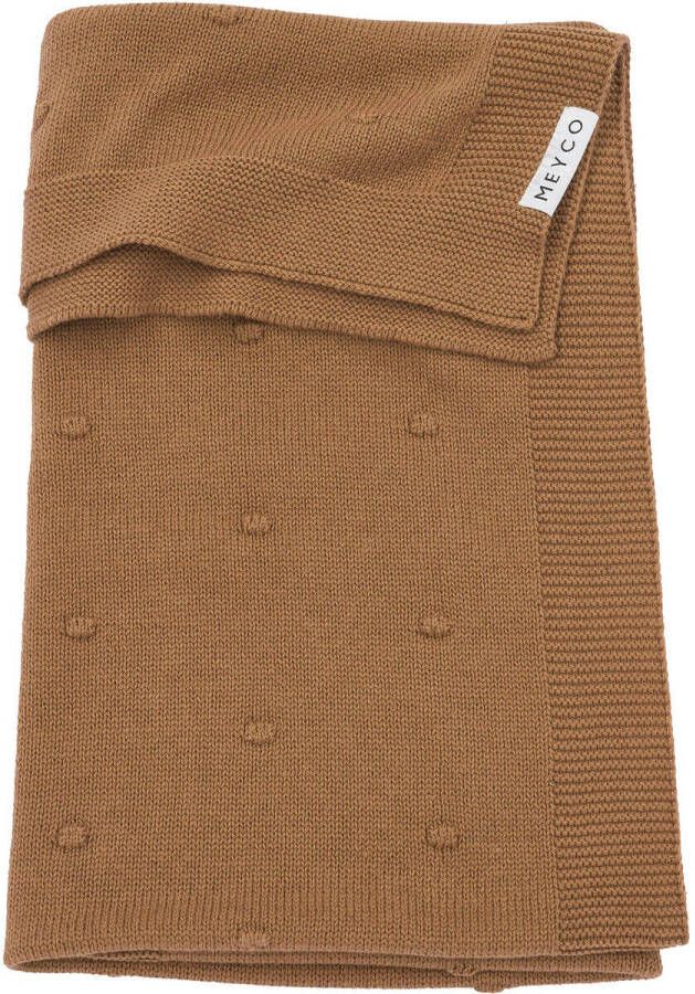 Meyco baby wiegdeken Mini Knots 75x100 cm Toffee Babydeken Bruin Stip
