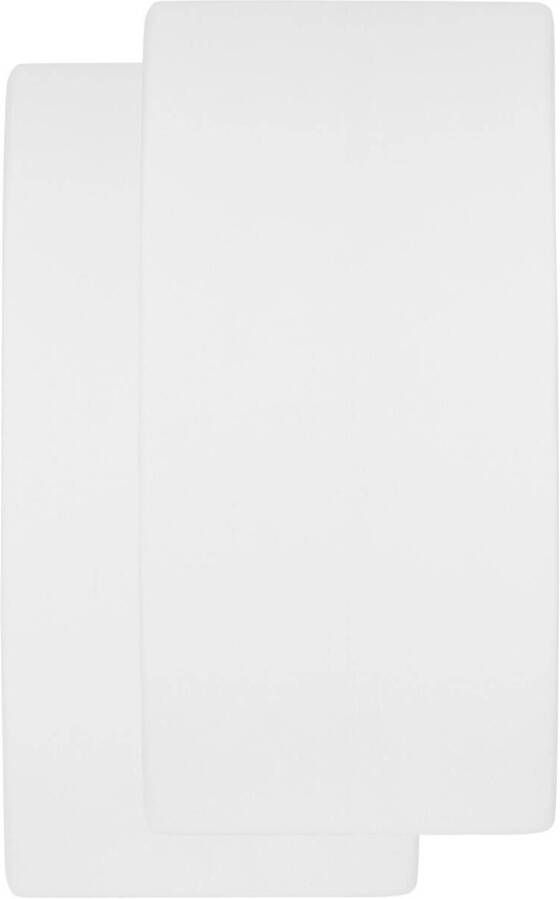 Meyco katoenen molton stretch wieg hoeslaken set van 2 50x90 wit Effen