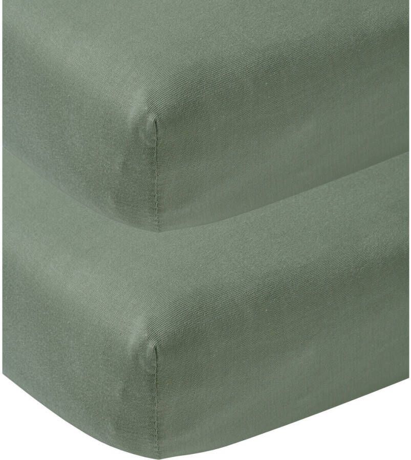 Meyco katoenen jersey hoeslaken wieg set van 2 50x90 forest green Groen - Foto 2