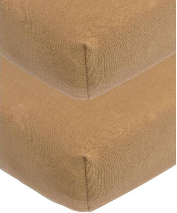 Meyco katoenen jersey wieg hoeslaken 40x80 90 cm set van 2 Toffee Bruin