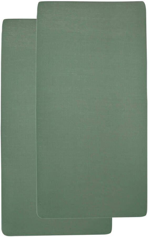 Meyco katoenen jersey baby hoeslaken wieg 40x80 90 cm set van 2 forest green Groen