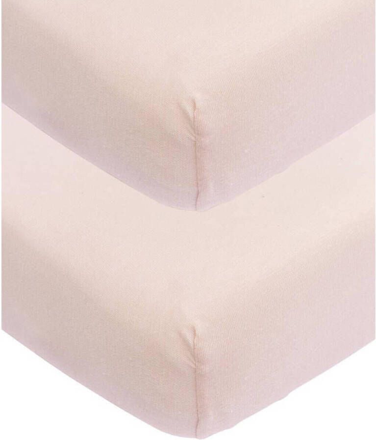 Meyco katoenen jersey wieg hoeslaken 40x80 90 cm set van 2 Soft Pink Roze - Foto 3