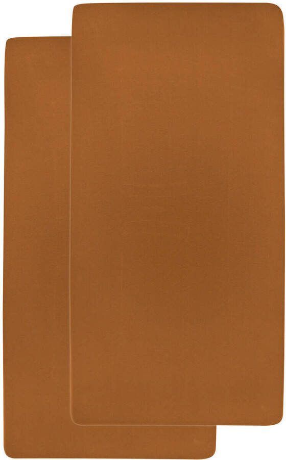 Meyco katoenen jersey hoeslaken wieg 40x80 90 cm (set van 2) camel Bruin