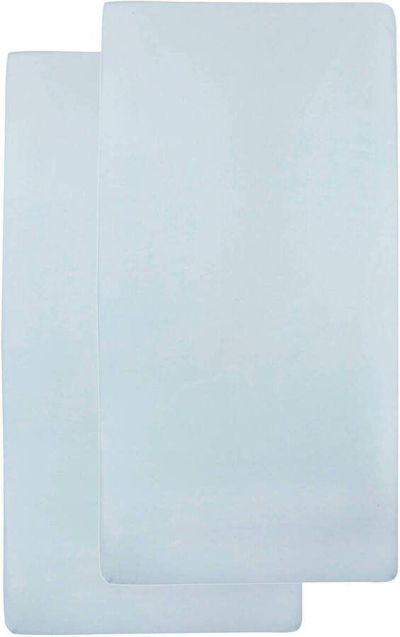Meyco katoenen hoeslaken wieg 40x80 90 cm (set van 2) Blauw Effen