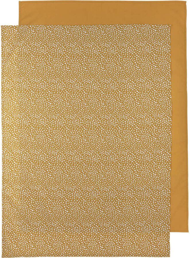 Meyco baby wieglaken set van 2 Cheetah Uni 75x100 cm honey gold Babylaken Goud