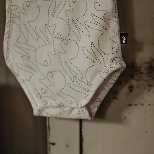 Mies & Co overslag romper Stiched bunny ecru zwart Stretchkatoen (duurzaam) V-hals 50 56 - Foto 4