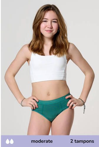 Moodies Undies hipster menstruatieslip Medium groen Meisjes Bamboe Effen 140-146 - Foto 2