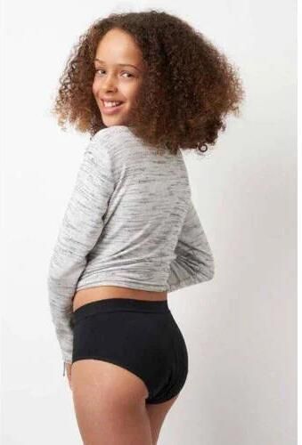 Moodies Undies hipster menstruatieslip Medium zwart Meisjes Bamboe Effen 152-158