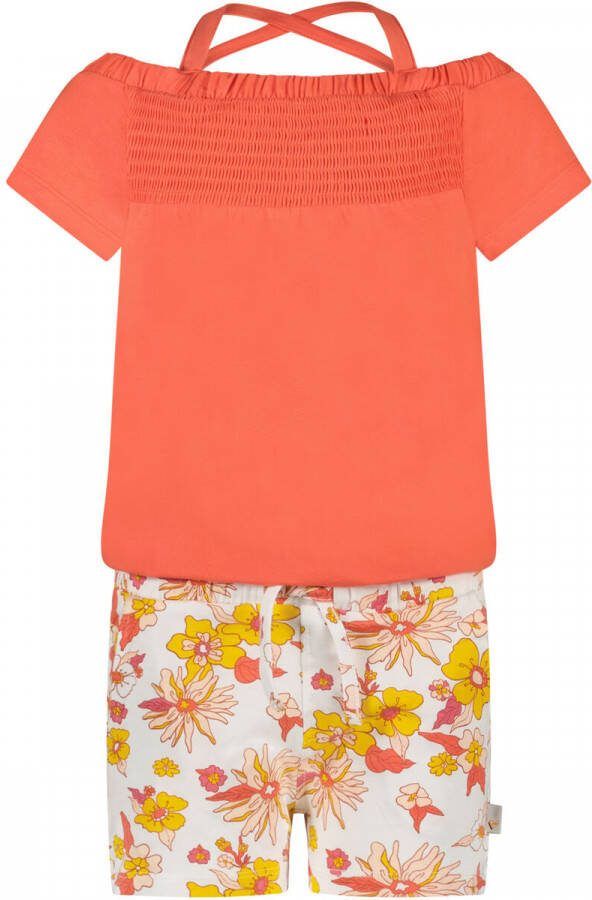 Moodstreet playsuit rood Meisjes Katoen Vierkante hals Meerkleurig 110-116