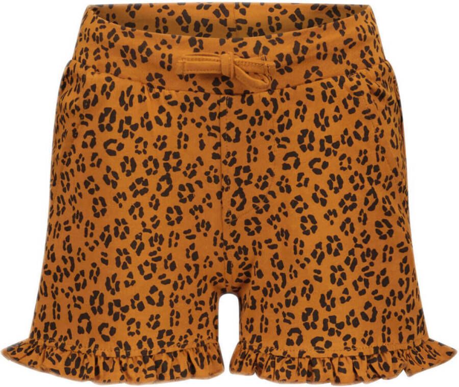 Moodstreet short met panterprint toffee bruin zwart Korte broek Meisjes Stretchkatoen (duurzaam) 122 128