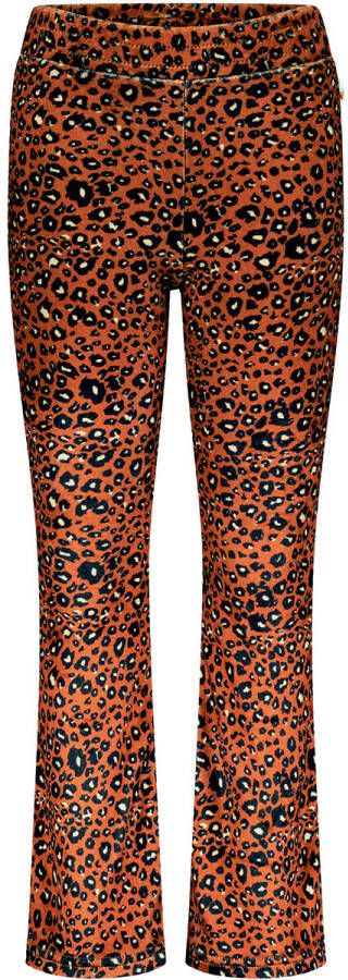 Moodstreet flared broek met dierenprint bruin