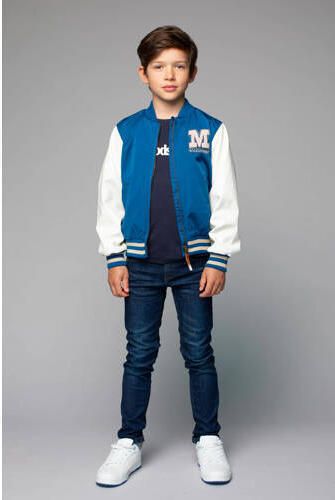 Moodstreet baseball jacket blauw offwhite Jas Jongens Polyester Opstaande kraag 146 152