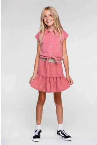 Moodstreet blouse oudroze Meisjes Stretchkatoen Peter Pan-kraag Effen 146 152 - Foto 2