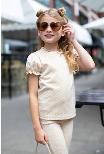 Moodstreet gebloemde regular fit broek zachtgeel Meisjes Polyester Bloemen 110 116 - Foto 3