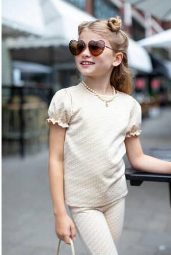 Moodstreet gebloemde top lichtgeel Meisjes Polyester Ronde hals Bloemen 110 116