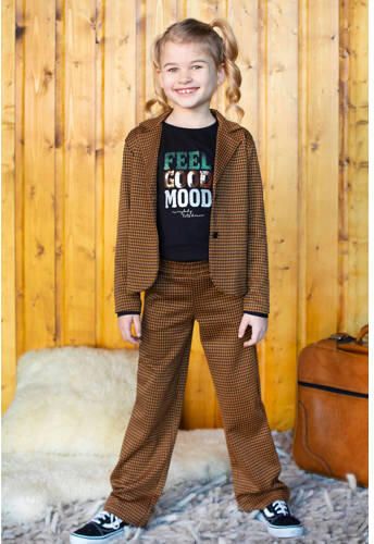 Moodstreet geruite blazer karamel zwart Bruin Meisjes Polyester Reverskraag 122 128 - Foto 2