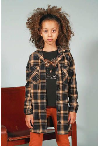 Moodstreet geruite blousejurk bruin Meisjes Katoen Klassieke kraag Ruit 122-128 - Foto 2