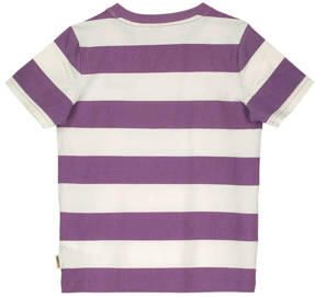 Moodstreet gestreept T-shirt paars ecru Jongens Stretchkatoen Ronde hals 134 140