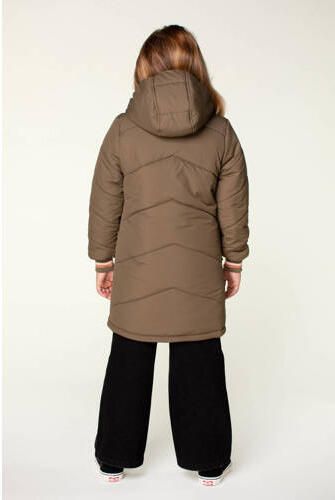 Moodstreet gewatteerde winterjas Jara kakigroen Meisjes Polyester Capuchon 158 164